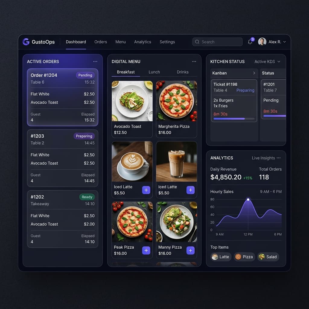المقاهي والمطاعم dashboard preview