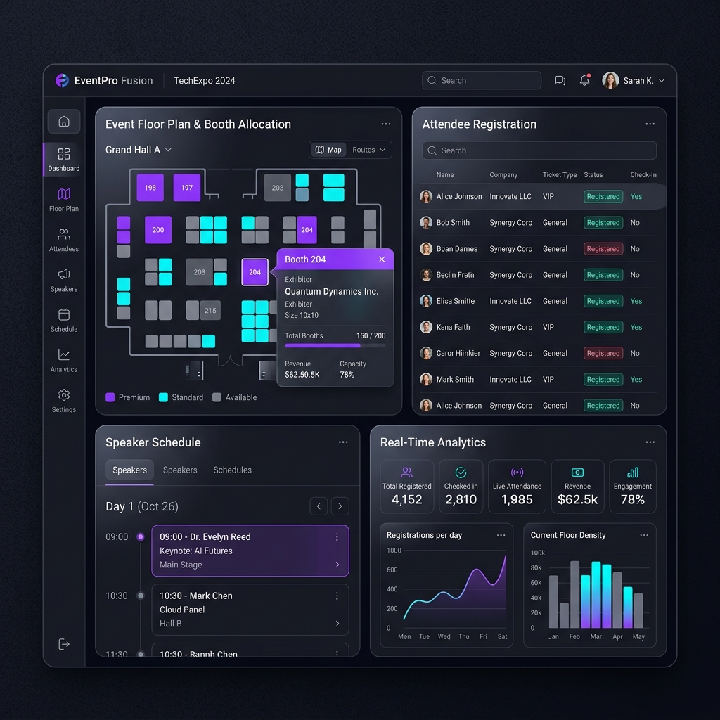إدارة المعارض والمنتديات dashboard screenshot