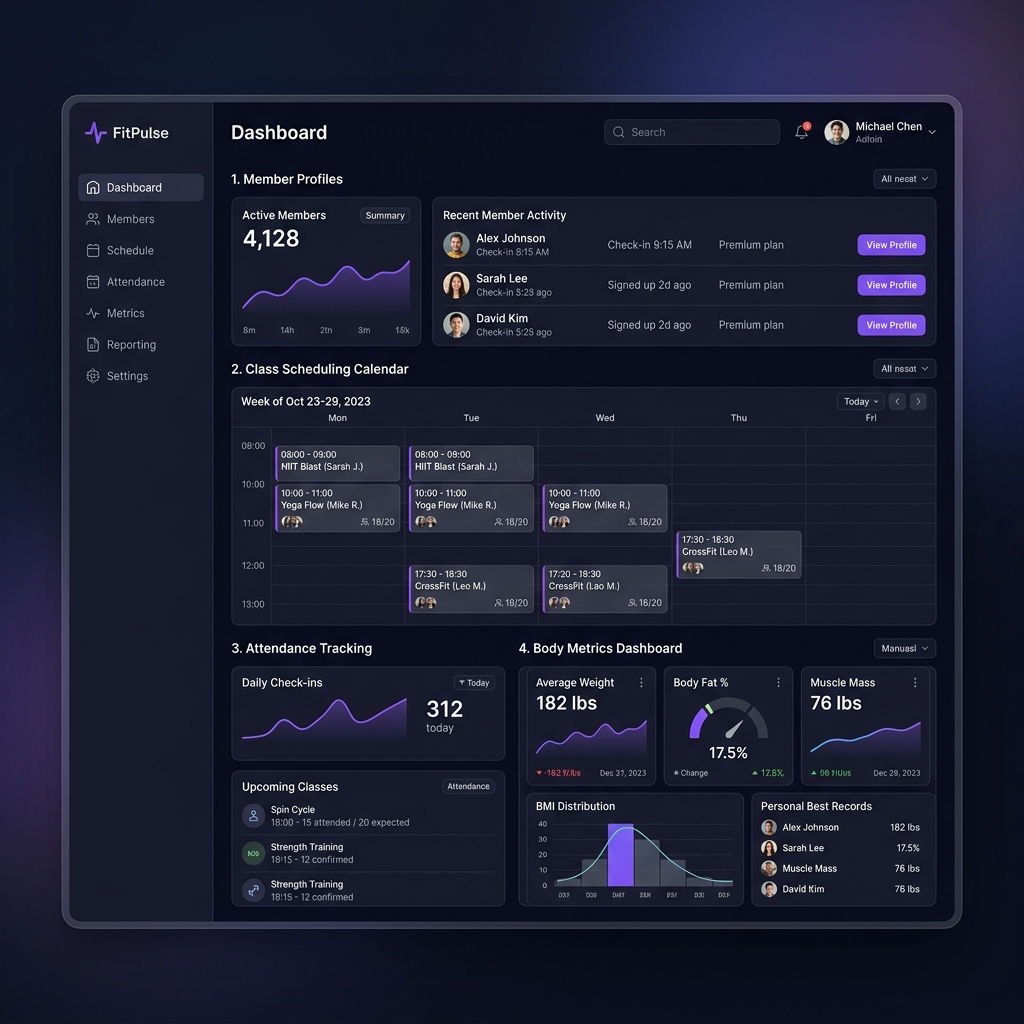 إدارة مراكز اللياقة البدنية dashboard screenshot